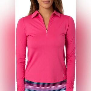 GOLFTINI HOT PINK LONG SLEEVE ZIP POLO | Size: XS